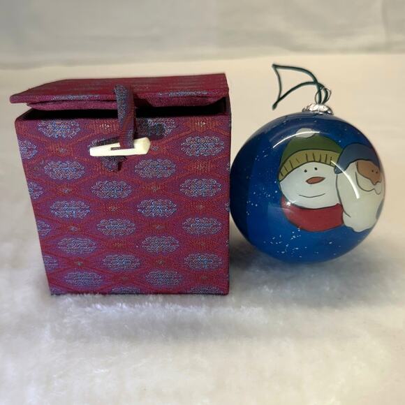 Li Bien Snowman & Santa Claus 2007 Christmas Ornament with Box Inside Painted - Picture 2 of 6